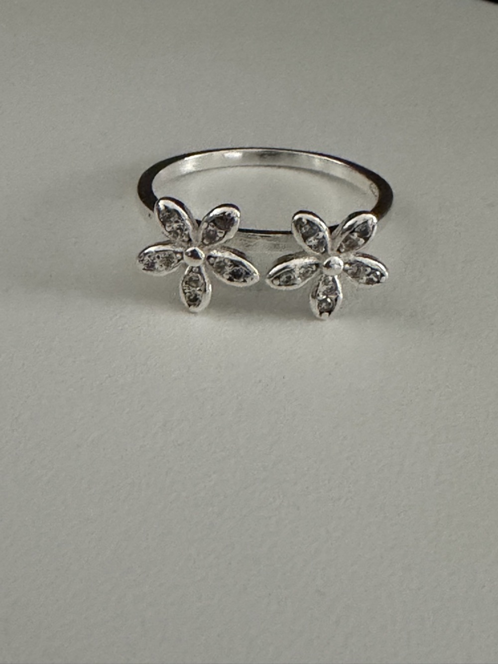 Sterling Silver 925 Double Flower Ring size 8